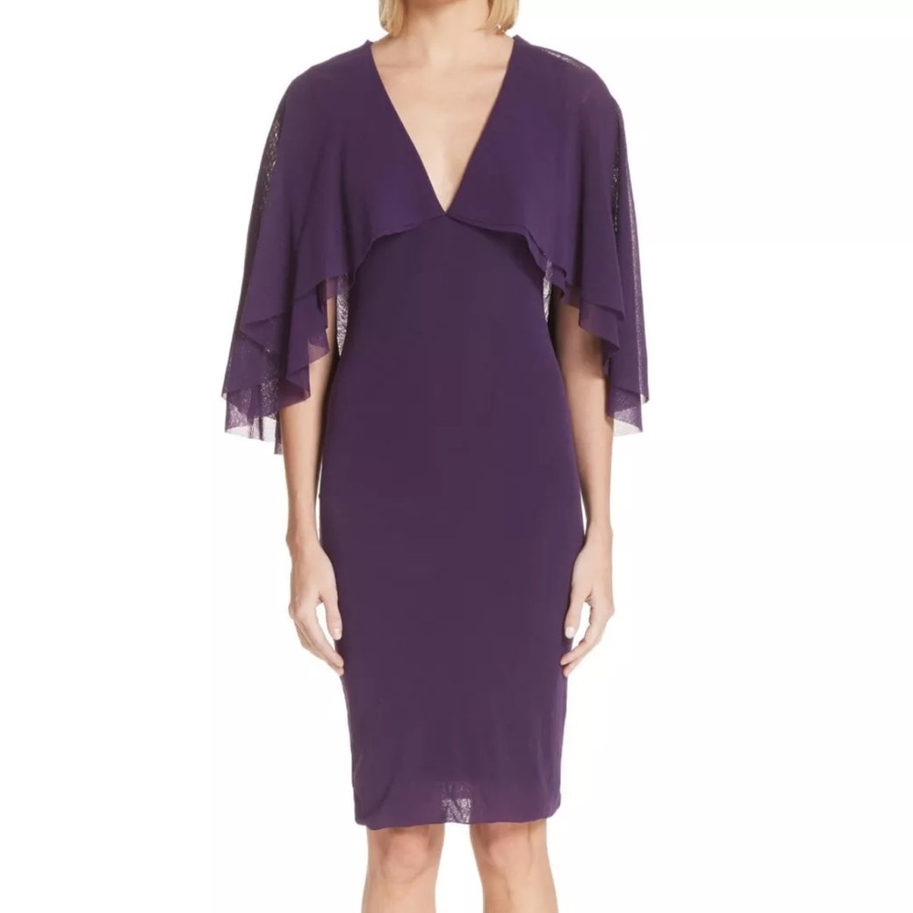 FUZZI Mesh Flutter Cape Sleeve Bodycon